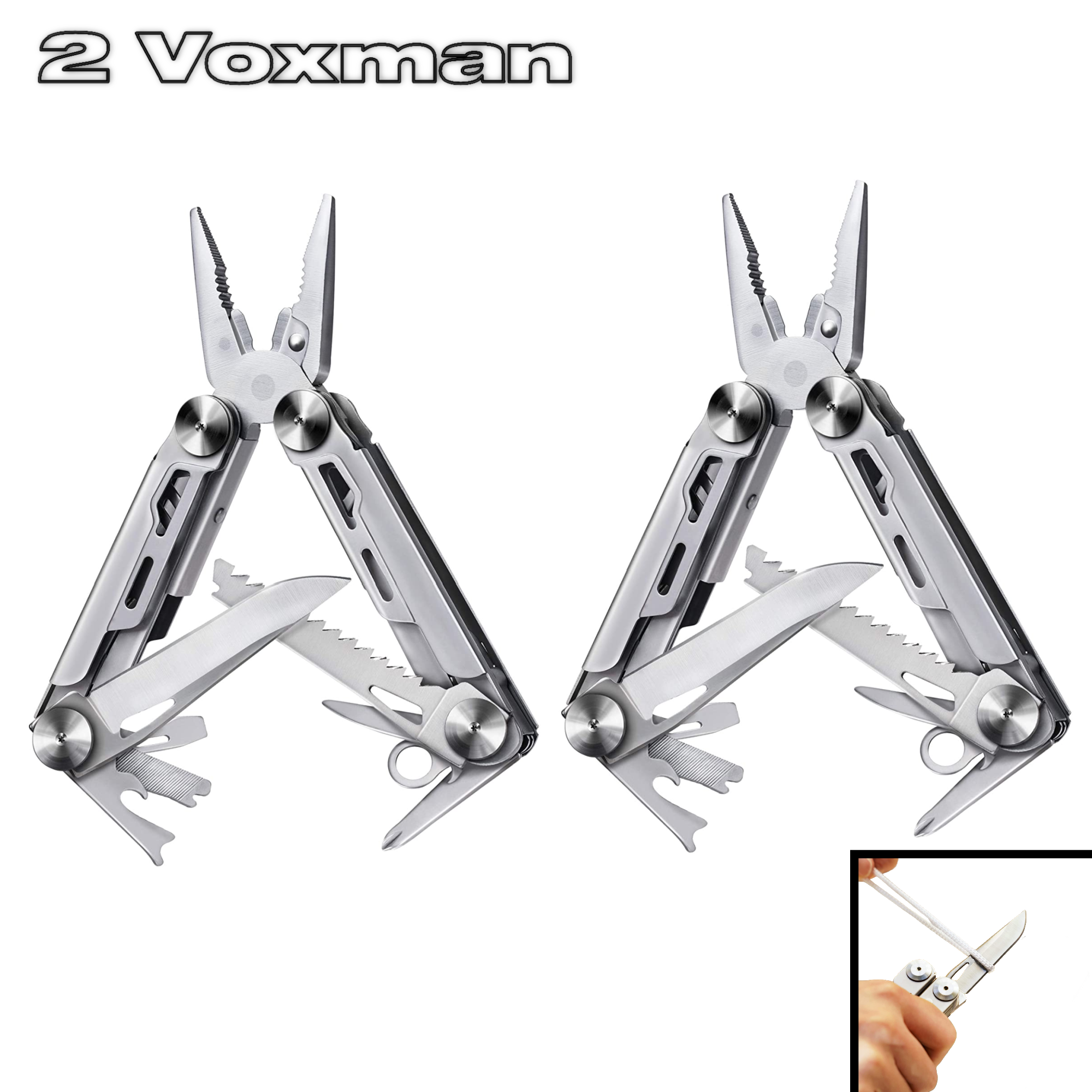 2 Voxman - Pocket Multitool Knife With Pliers 12 in 1 EDC Gear