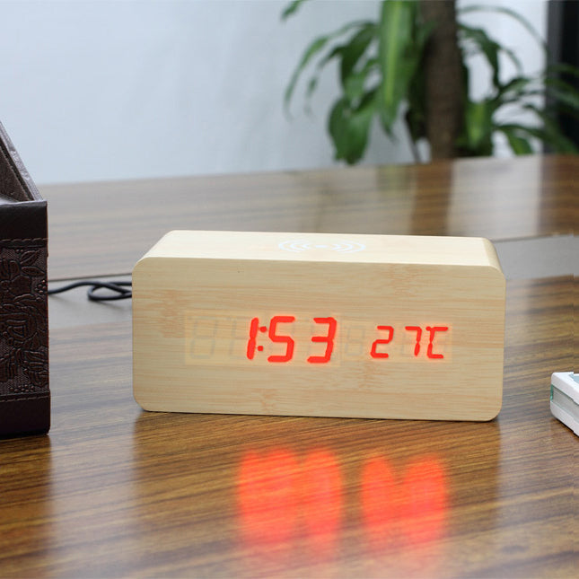Jetster — Wooden Alarm Clock with Wireless Charger
