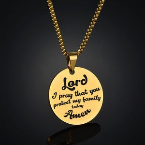 Mindu — "Lord, I Pray That You Protect My Family Today. Amen" Laser Engraved Necklace