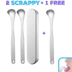 2 Scrappy - Medical Grade Steel Tongue Scraper (Buy 2, Get 1 FREE!)