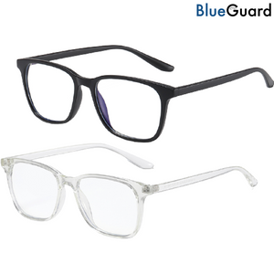 2 BlueGuard Eyewear - Blue Light Glasses (Black & Clear)