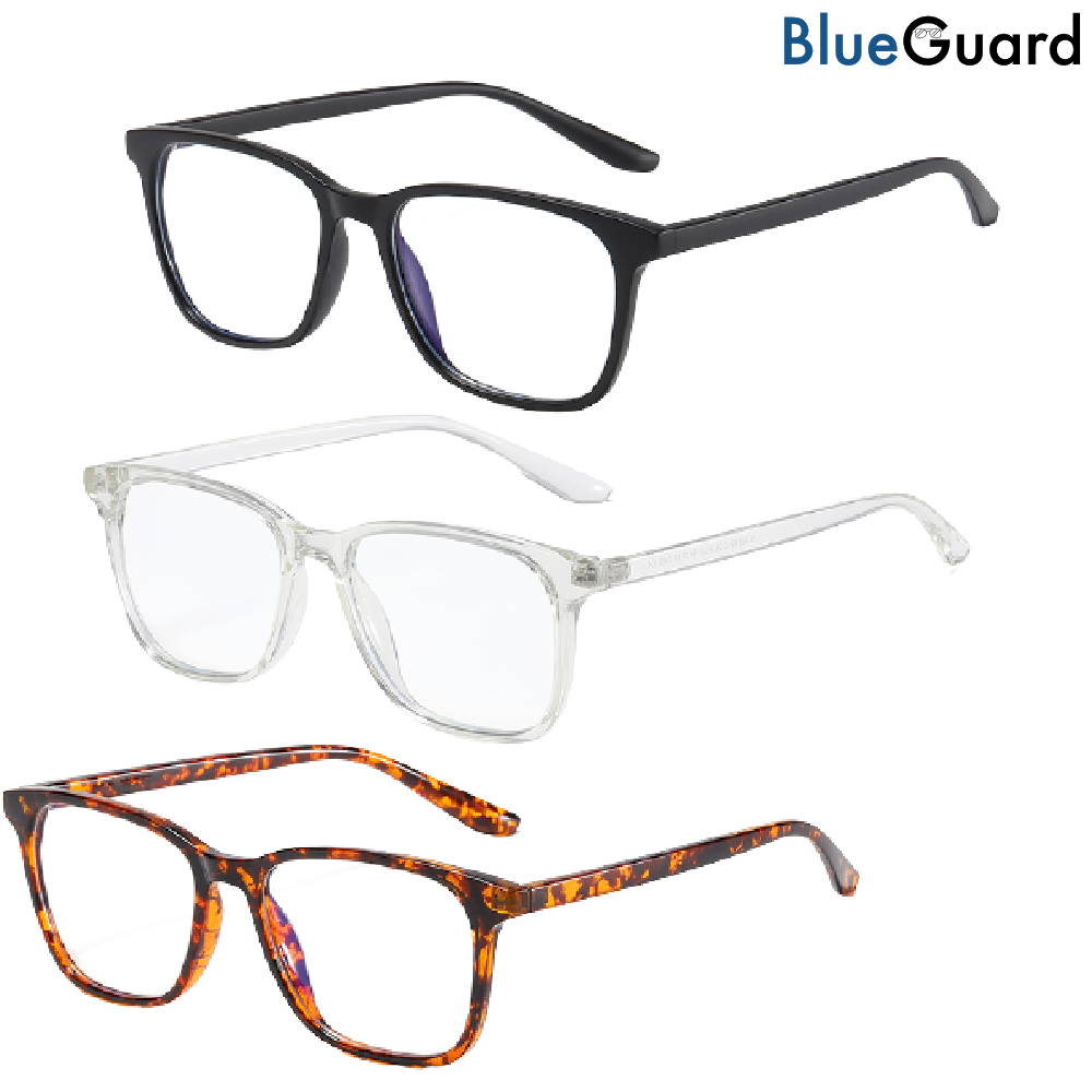 3 BlueGuard Eyewear - Blue Light Glasses (Black & Clear & Tortoise)