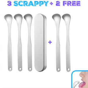 3 Scrappy - Medical Grade Steel Tongue Scraper (Buy 3, Get 2 FREE!)
