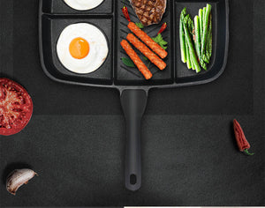 FryRoojo — Wholesale Fryer Pan Non-Stick 5 in 1 Fry Pan Divided Grill Fry Oven Meal Skillet 15" Black Drop Shipping