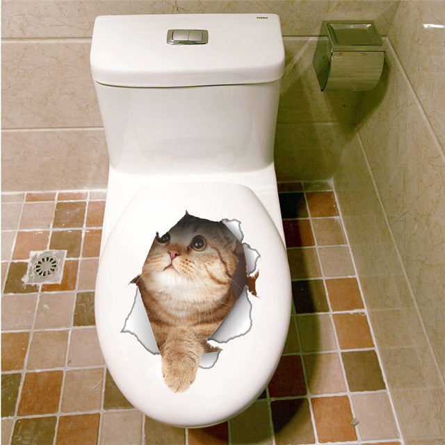 Hey Cat - 3D Toilet Home Stickers