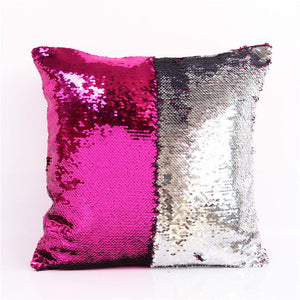CaseTrumbo — DIY Mermaid Sequin Cushion Cover Magical Pink Throw Pillowcase 40cmX40cm Color Changing Reversible Pillow Case