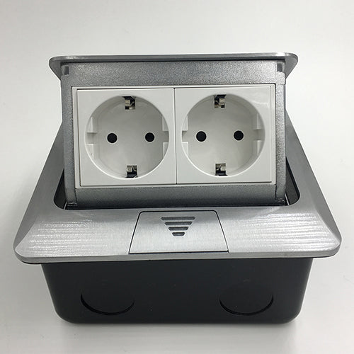 Kayzz — All Aluminum Panel EU Standard Pop Up Floor Socket 2 Way Electrical Outlet Modular Combination Customized Available